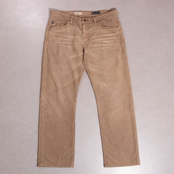 AG Adriano Goldschmied The Protege Slim Straight Brown Corduroy Jeans Size 33x29 - Picture 1 of 7